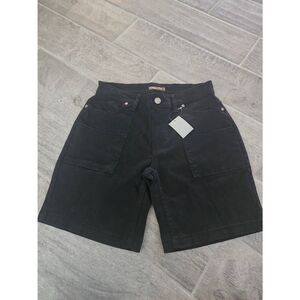 Bit & Bridle Black Utility Shorts High Waist Pocket Casual Bermuda Size 8 Cotton